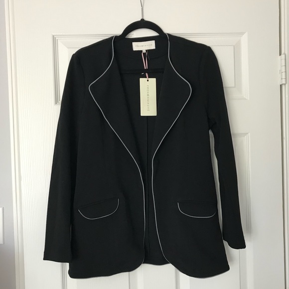 French Mauve Jackets & Blazers - FRENCH MAUVE KNIT BLAZER IN BLACK NWT